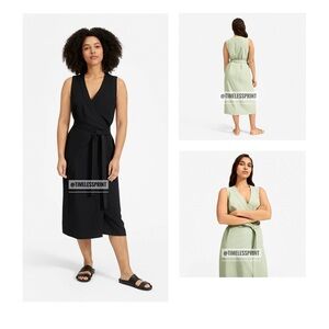 Everlane Black Japanese Sleeveless Goweave Wrap Dress